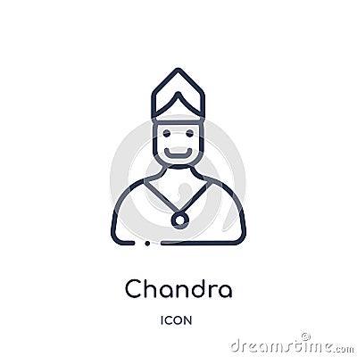 Linear chandra icon from India outline collection. Thin line chandra icon isolated on white background. chandra trendy Vector Illustration