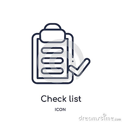 Linear check list icon from Education outline collection. Thin line check list icon isolated on white background. check list Vector Illustration