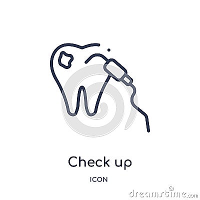 Linear check up icon from Dentist outline collection. Thin line check up icon isolated on white background. check up trendy Vector Illustration