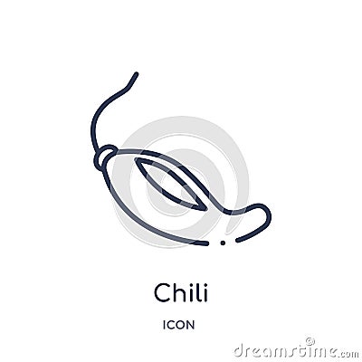 Linear chili icon from Fruits outline collection. Thin line chili icon isolated on white background. chili trendy illustration Vector Illustration