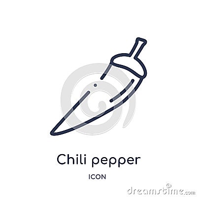 Linear chili pepper icon from Food outline collection. Thin line chili pepper icon isolated on white background. chili pepper Vector Illustration