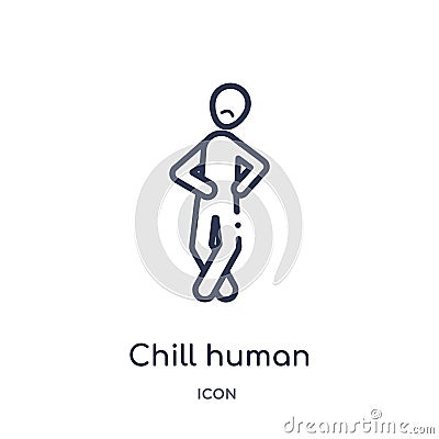 Linear chill human icon from Feelings outline collection. Thin line chill human vector isolated on white background. chill human Vector Illustration