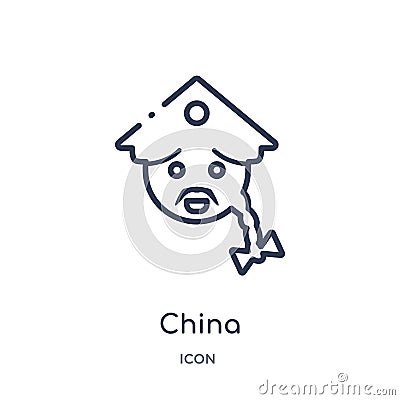 Linear china icon from Asian outline collection. Thin line china vector isolated on white background. china trendy illustration Vector Illustration