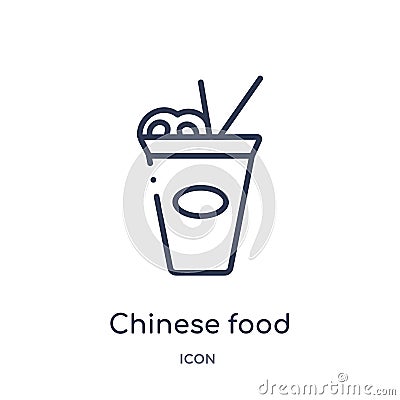 Linear chinese food icon from Food outline collection. Thin line chinese food icon isolated on white background. chinese food Vector Illustration