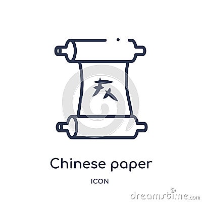 Linear chinese paper writing icon from Art outline collection. Thin line chinese paper writing icon isolated on white background. Vector Illustration