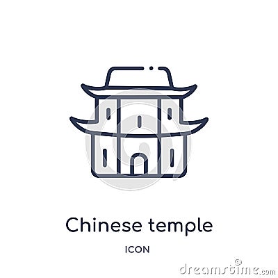 Linear chinese temple icon from Buildings outline collection. Thin line chinese temple vector isolated on white background. Vector Illustration