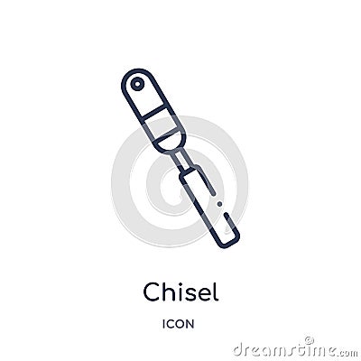 Linear chisel icon from Construction outline collection. Thin line chisel vector isolated on white background. chisel trendy Vector Illustration