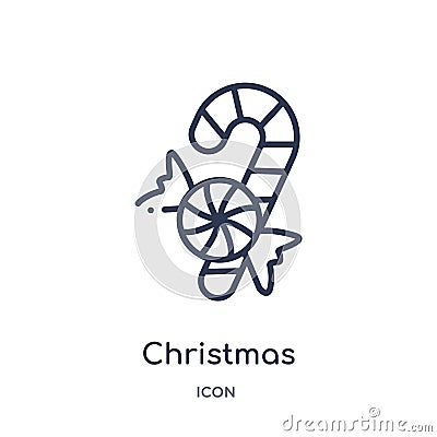 Linear christmas peppermint icon from Christmas outline collection. Thin line christmas peppermint vector isolated on white Vector Illustration