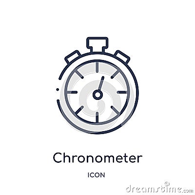 Linear chronometer running icon from Measurement outline collection. Thin line chronometer running icon isolated on white Vector Illustration