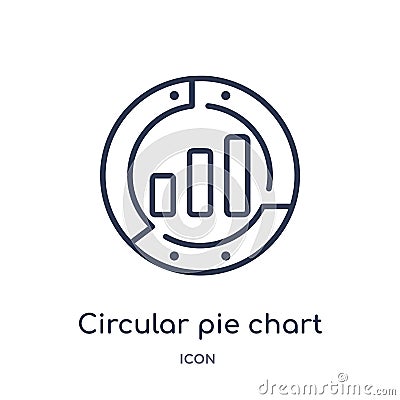 Linear circular pie chart icon from Business outline collection. Thin line circular pie chart icon isolated on white background. Vector Illustration