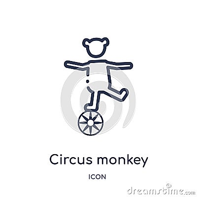 Linear circus monkey icon from Circus outline collection. Thin line circus monkey vector isolated on white background. circus Vector Illustration