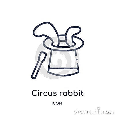 Linear circus rabbit icon from Circus outline collection. Thin line circus rabbit vector isolated on white background. circus Vector Illustration