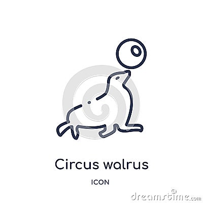 Linear circus walrus icon from Circus outline collection. Thin line circus walrus vector isolated on white background. circus Vector Illustration