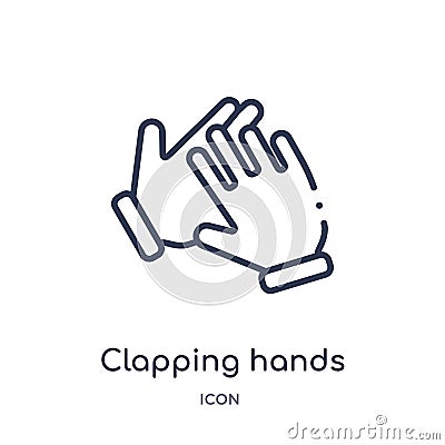 Linear clapping hands icon from Hands and guestures outline collection. Thin line clapping hands icon isolated on white background Vector Illustration
