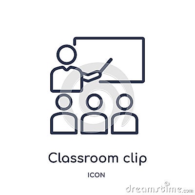 Linear classroom clip icon from General outline collection. Thin line classroom clip icon isolated on white background. classroom Vector Illustration