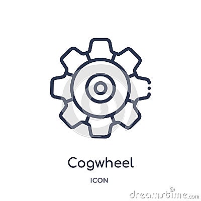 Linear cogwheel machine part icon from Business and finance outline collection. Thin line cogwheel machine part icon isolated on Vector Illustration