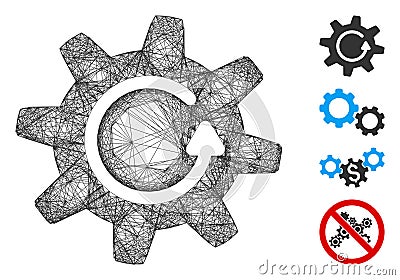 Linear Cogwheel Rotation Direction Vector Mesh Vector Illustration