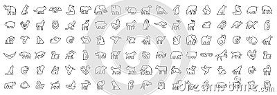 Linear collection of Animal icons Vector Illustration
