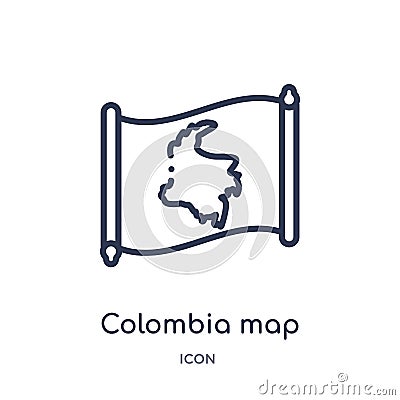 Linear colombia map icon from Countrymaps outline collection. Thin line colombia map vector isolated on white background. colombia Vector Illustration