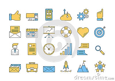 Linear COLOR icon set 1 - BUSINESS Vector Illustration
