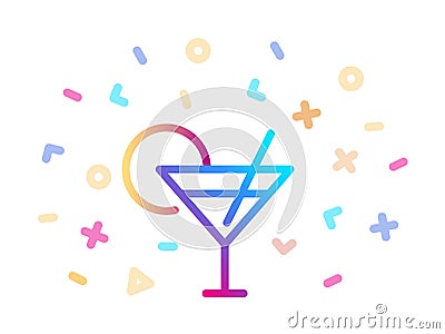 Linear colorful cocktail icon. Symbol of fun and celebration Vector Illustration