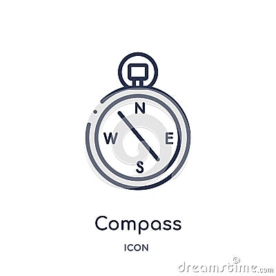 Linear compass pointing south east icon from General outline collection. Thin line compass pointing south east icon isolated on Vector Illustration