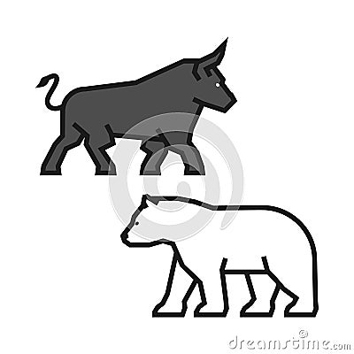 Linear concept for stock market on the rise and a fall. Vector l Stock Photo