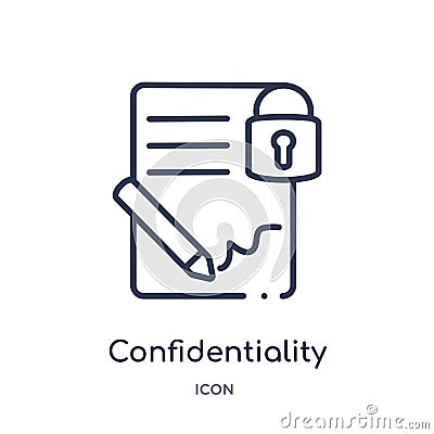 Linear confidentiality agreement icon from Human resources outline collection. Thin line confidentiality agreement icon isolated Vector Illustration
