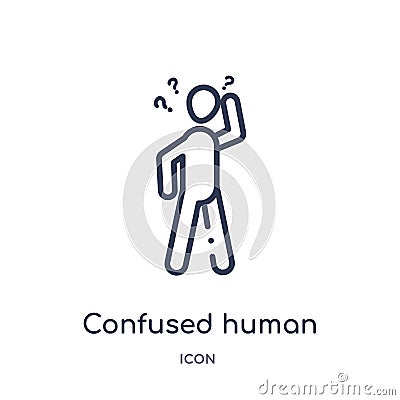 Linear confused human icon from Feelings outline collection. Thin line confused human vector isolated on white background. Vector Illustration