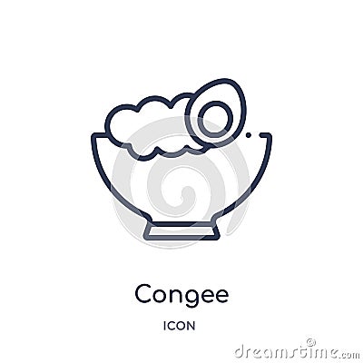 Linear congee icon from Food and restaurant outline collection. Thin line congee icon isolated on white background. congee trendy Vector Illustration