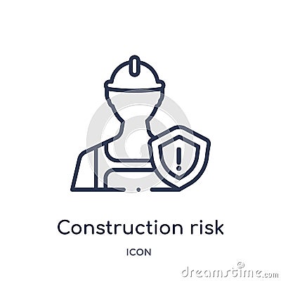 Linear construction risk icon from Insurance outline collection. Thin line construction risk icon isolated on white background. Vector Illustration