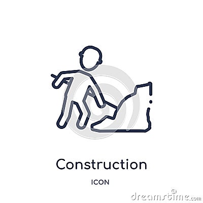 Linear construction worker icon from Humans outline collection. Thin line construction worker icon isolated on white background. Vector Illustration