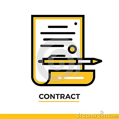Linear contract icon. Pictogram in outline style. Vector modern flat design element for mobile application and web design. Stock Photo