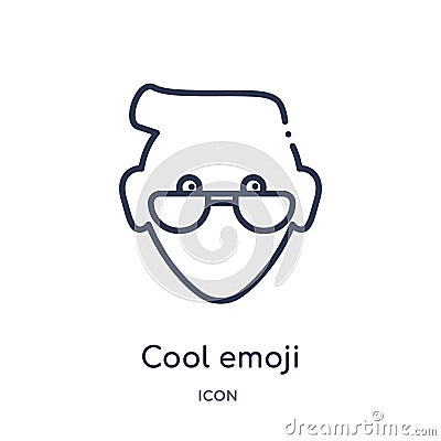 Linear cool emoji icon from Emoji outline collection. Thin line cool emoji vector isolated on white background. cool emoji trendy Vector Illustration