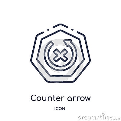 Linear counter arrow icon from Arrows outline collection. Thin line counter arrow vector isolated on white background. counter Vector Illustration