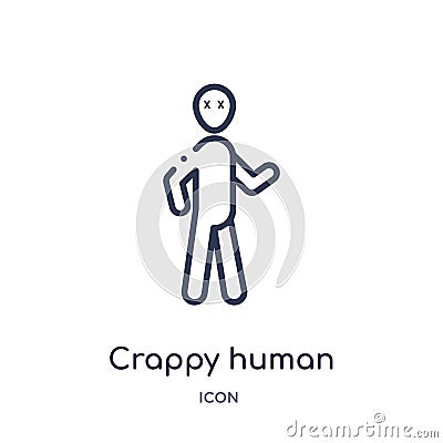 Linear crappy human icon from Feelings outline collection. Thin line crappy human vector isolated on white background. crappy Vector Illustration