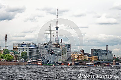 Linear cruiser Aurora - Saint Petersburg, Russia Editorial Stock Photo