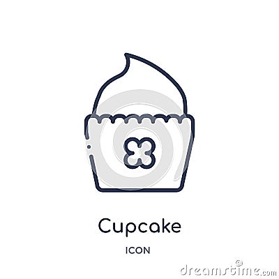 Linear cupcake icon from Kitchen outline collection. Thin line cupcake icon isolated on white background. cupcake trendy Vector Illustration