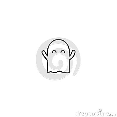 Linear cute ghost icon isolated on white background. Vector Illustration