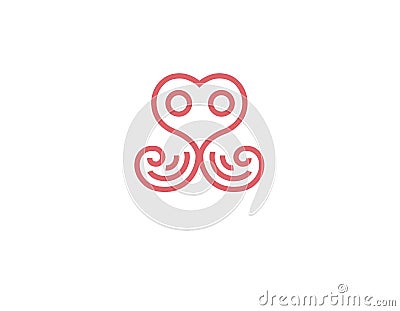 Linear cute octopus logo icon Vector Illustration