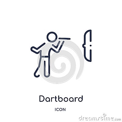 Linear dartboard icon from Activity and hobbies outline collection. Thin line dartboard vector isolated on white background. Vector Illustration