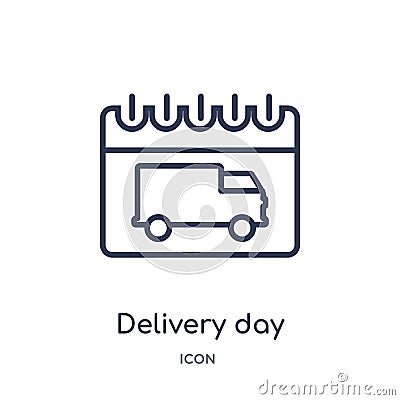 Linear delivery day icon from Delivery and logistic outline collection. Thin line delivery day vector isolated on white background Vector Illustration