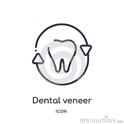 Linear dental veneer icon from Dentist outline collection. Thin line dental veneer icon isolated on white background. dental Vector Illustration