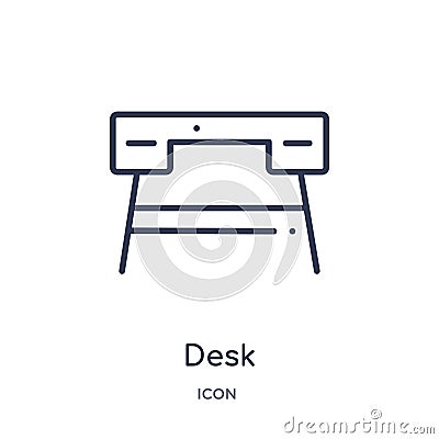 Linear desk icon from Furniture outline collection. Thin line desk icon isolated on white background. desk trendy illustration Vector Illustration