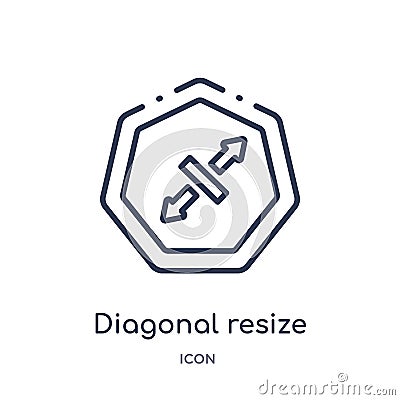 Linear diagonal resize icon from Arrows outline collection. Thin line diagonal resize vector isolated on white background. Vector Illustration