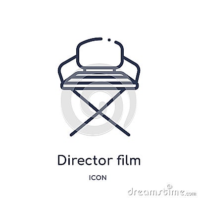 Linear director film chair icon from Cinema outline collection. Thin line director film chair vector isolated on white background Vector Illustration