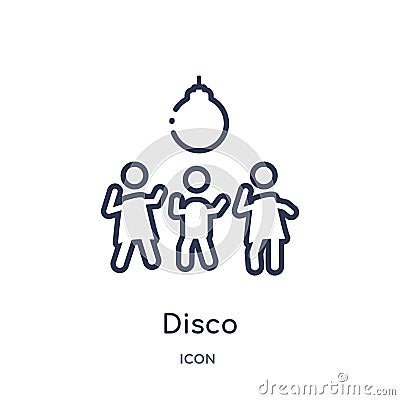 Linear disco icon from Discotheque outline collection. Thin line disco vector isolated on white background. disco trendy Vector Illustration