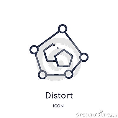 Linear distort icon from Geometric figure outline collection. Thin line distort icon isolated on white background. distort trendy Vector Illustration