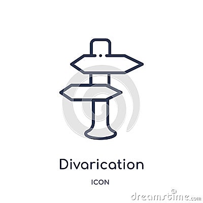 Linear divarication icon from Maps and Flags outline collection. Thin line divarication icon isolated on white background. Vector Illustration