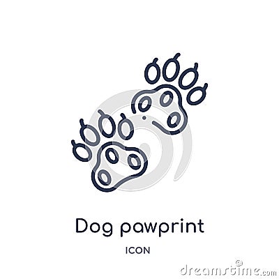 Linear dog pawprint icon from Charity outline collection. Thin line dog pawprint vector isolated on white background. dog pawprint Vector Illustration